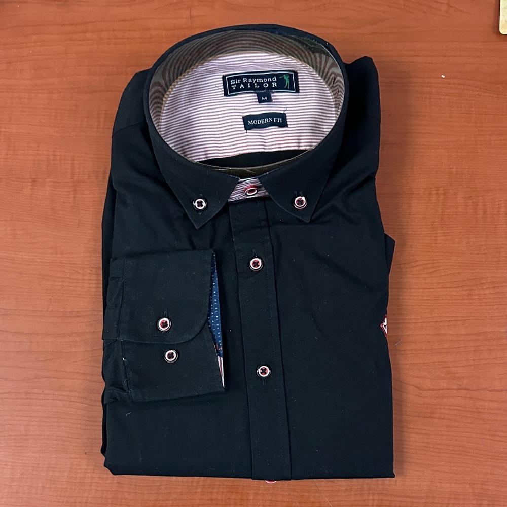 Raymond Black Modern Fit Button Down Shirt